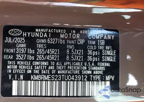 2026 Hyundai Palisade Calligraphy from USA, damaged, VIN KM8RMES23TU043912